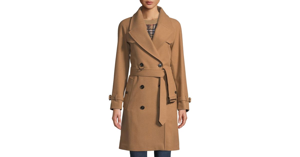 Burberry Cranston Wool-blend Short Trench Coat in Camel (Natural) - Lyst