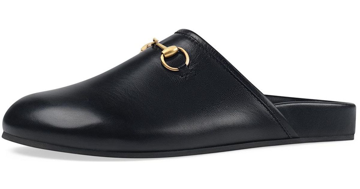 Gucci New River Leather Mule in Black 