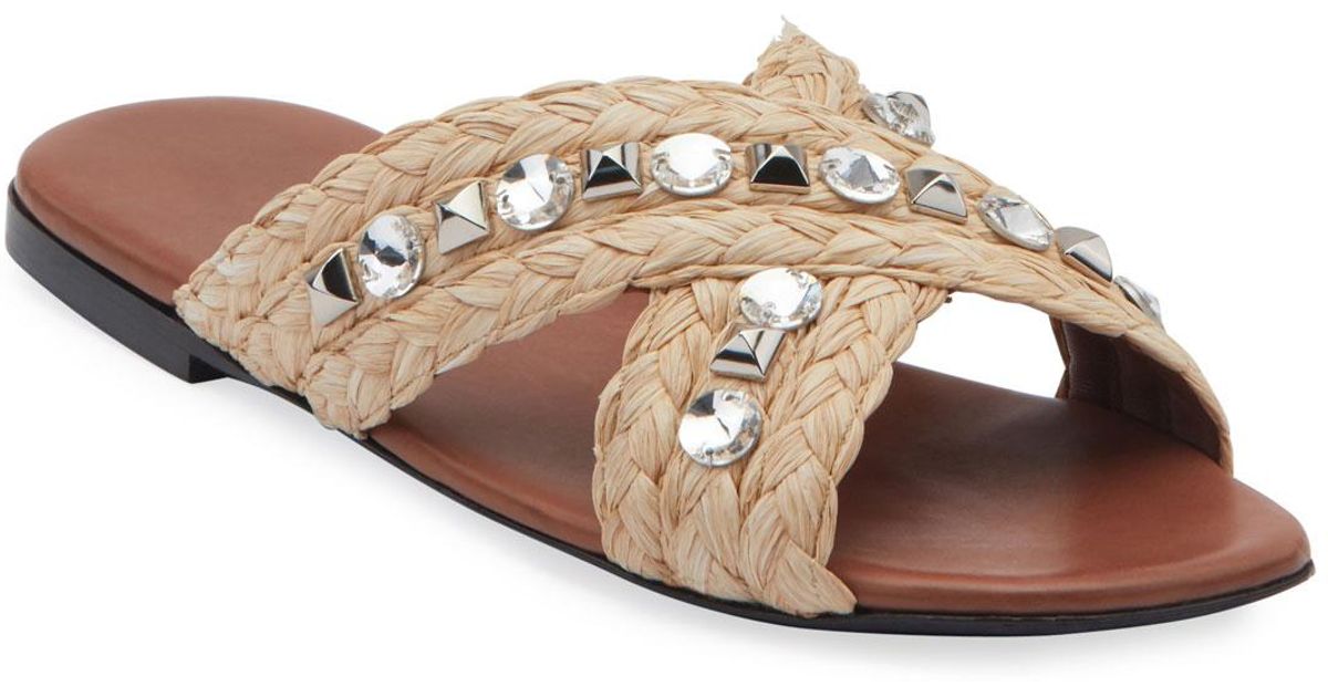 prada floral raffia slide sandals
