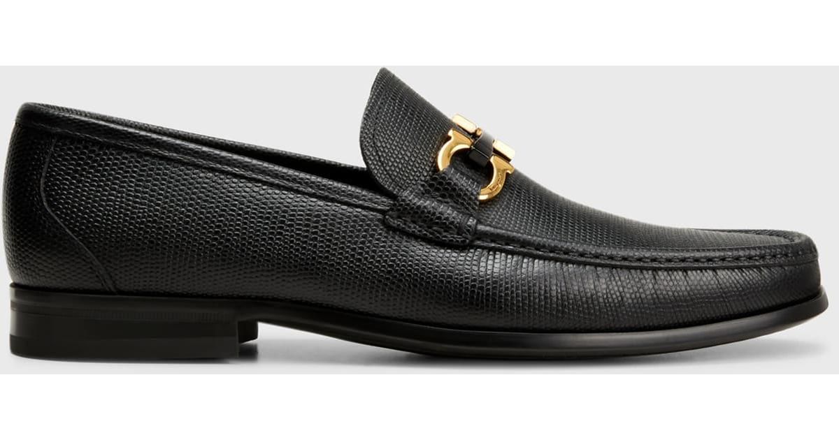 Ferragamo Grandioso 2 Leather Gancini Loafers in Black for Men