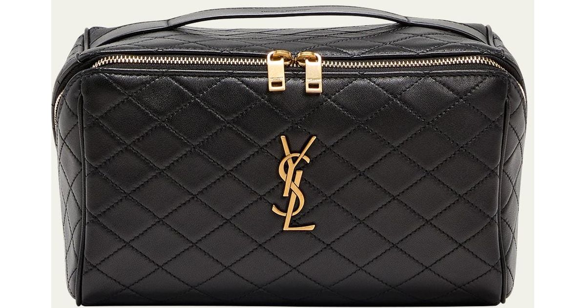Saint Laurent Vanity Case Ysl Tophandle Bag In Quilted Smooth Leather
