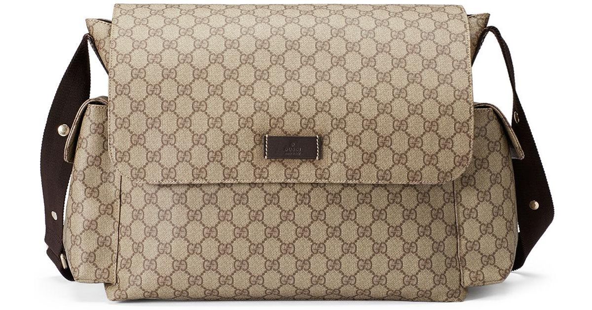 Lyst Gucci Ssima Faux Leather Diaper Bag W Changing Pad In Natural
