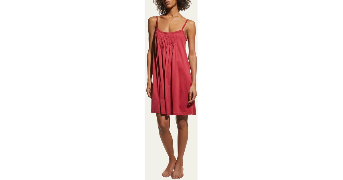 Hanro Juliet Pleated Chemise in Red