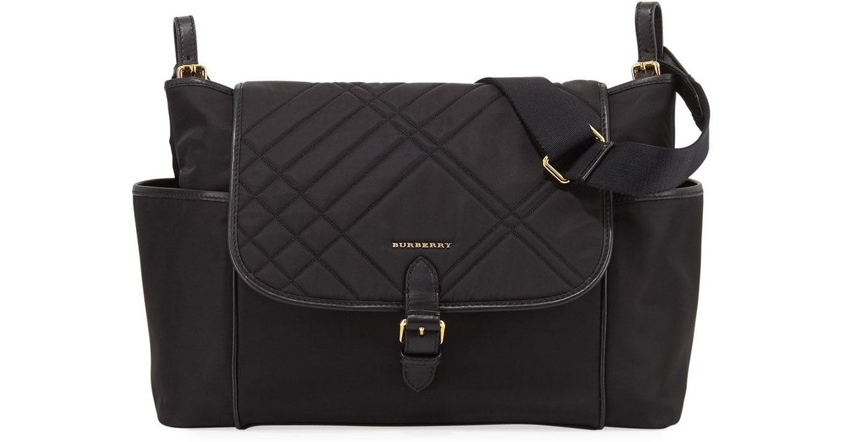 black quilted diaper bag