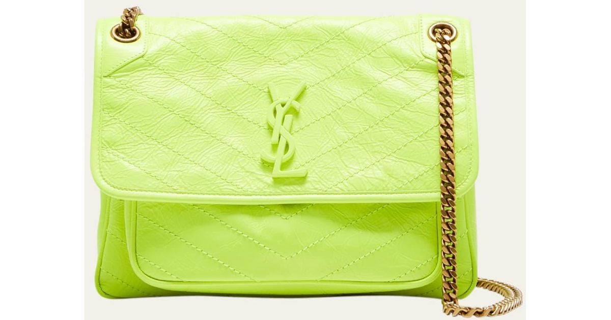 Saint Laurent Niki Medium Ysl Fluorescent Shoulder Bag in Green Lyst