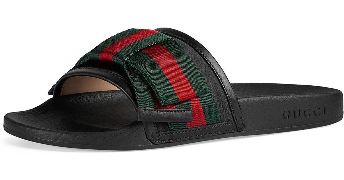 gucci flat pursuit slide with bow