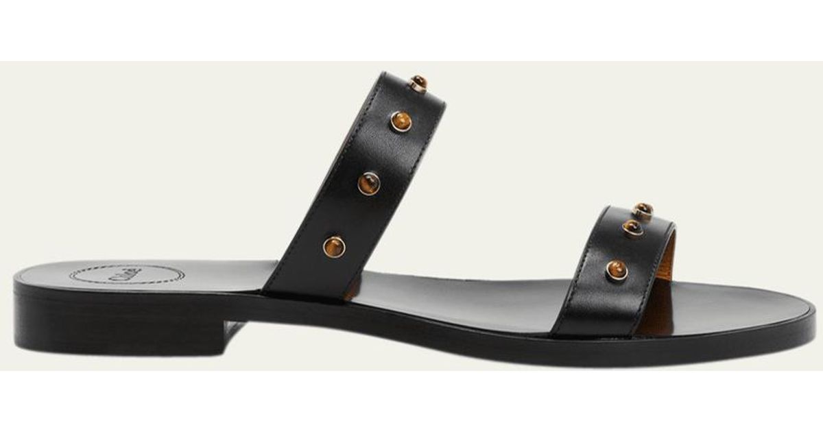 Chloé Aurna Studded Twoband Slide Sandals in Natural Lyst