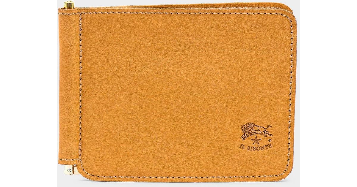 Il Bisonte Leather Bifold Wallet W/ Money Clip in Orange for Men | Lyst