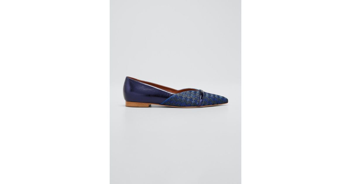 Malone Souliers Colette Woven Satin Ballerina Flats in Blue | Lyst