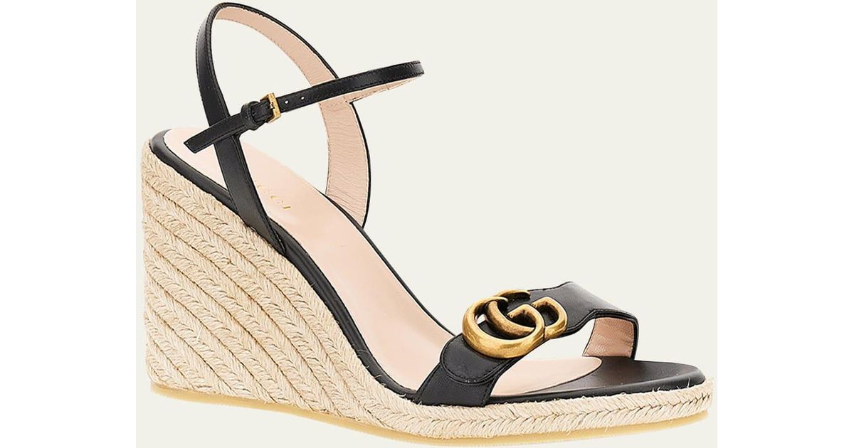 Gucci Aitana GG Wedge Espadrille Sandals in Natural | Lyst