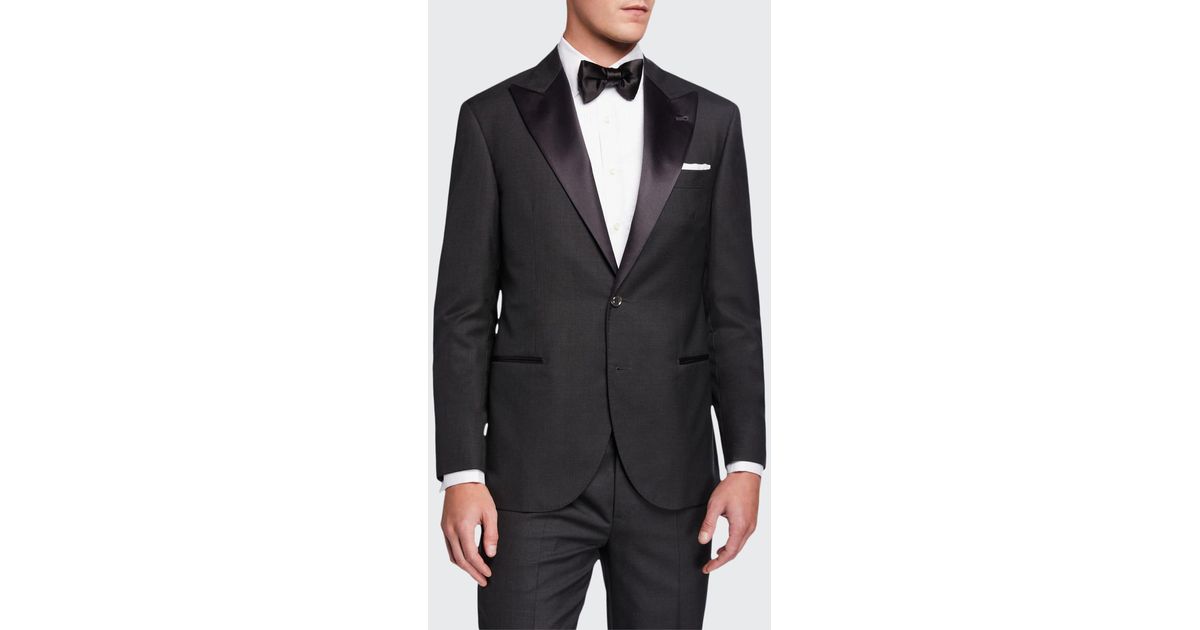Brunello Cucinelli Peak-lapel Two-piece Tuxedo Suit in Gray for Men | Lyst