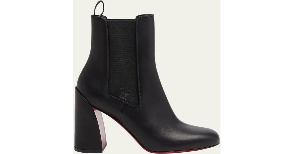 Christian Louboutin Turelastic Leather Red Sole Ankle Booties in Black ...