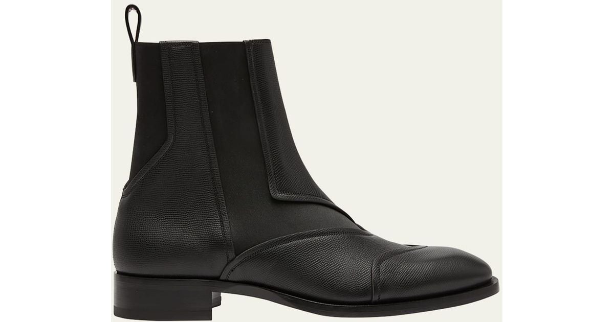 Christian Louboutin Boabi Red Sole Leather Chelsea Boots in Black for