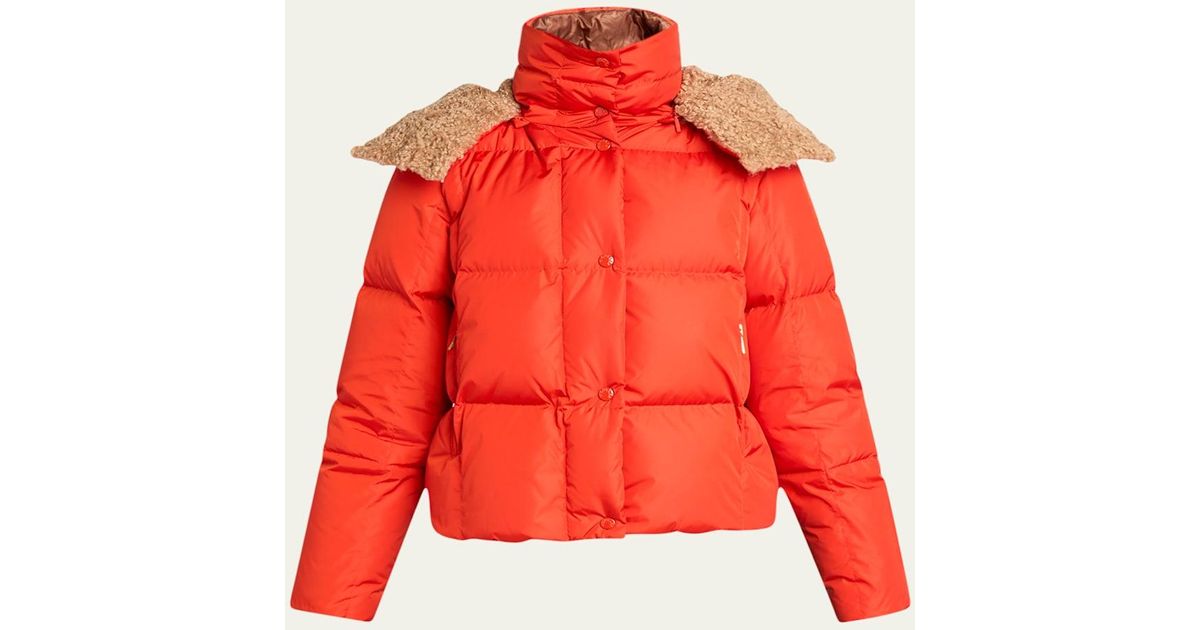 Castelnou Square-Quilted Hooded Short Down Jacket