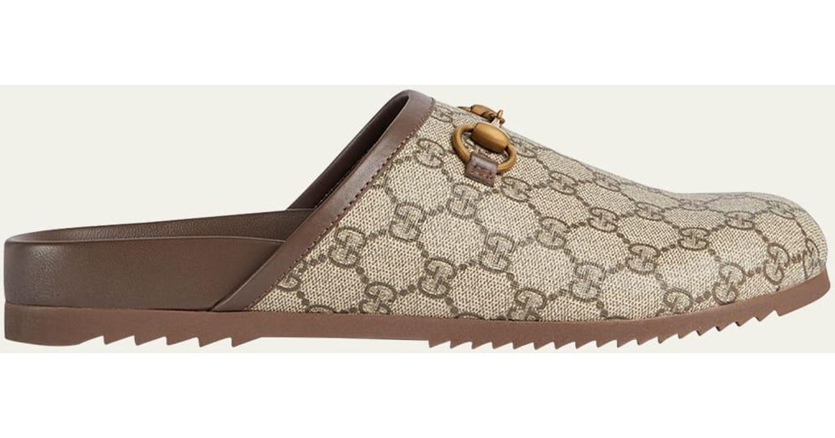 Gucci River GG Horsebit Slippers in Natural for Men Lyst