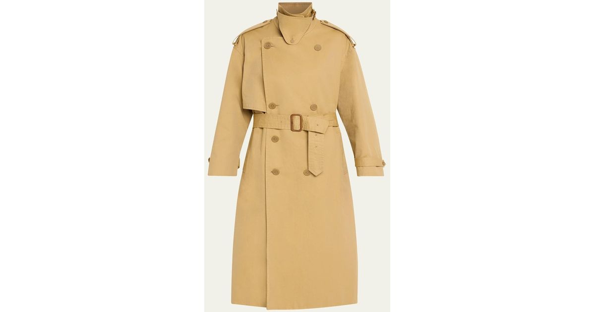 Ruffled belt Checked Trench coat