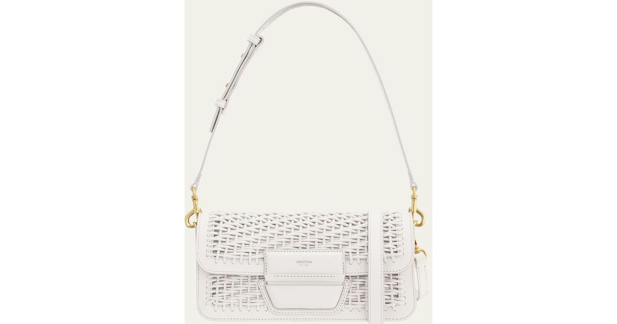 Oroton Dahlia Collectable Small Woven Shoulder Bag in Natural Lyst