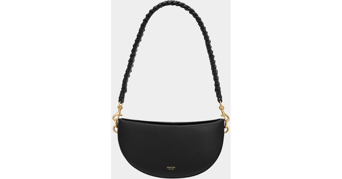 Oroton Brie Braided Leather Shoulder Bag in Black Lyst