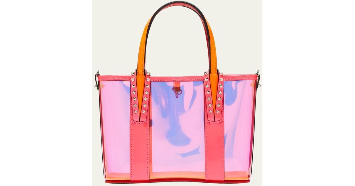 Christian Louboutin Cabata Mini Spike Colorblock Clear Tote Bag in Pink ...