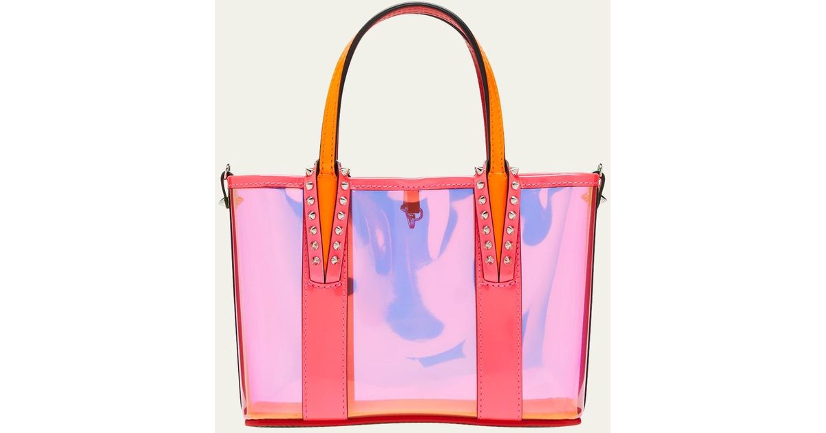 Christian Louboutin Cabata Mini Spike Colorblock Clear Tote Bag in Pink ...