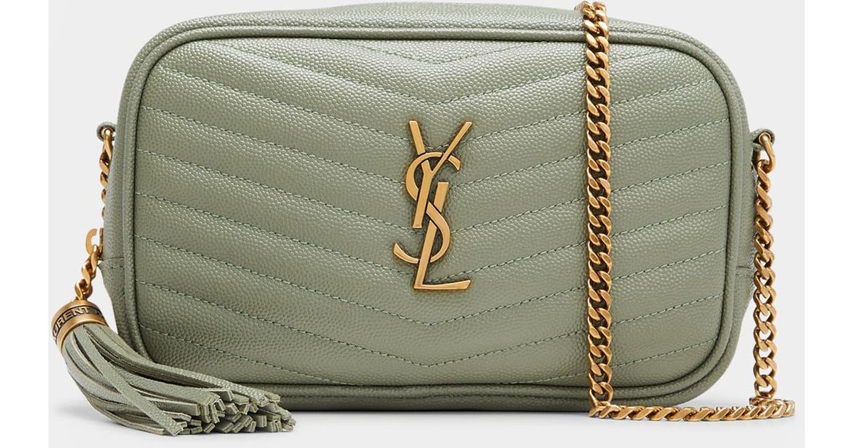 Saint Laurent Lou Mini Monogram Ysl Quilt Calf Camera Bag in Green Lyst