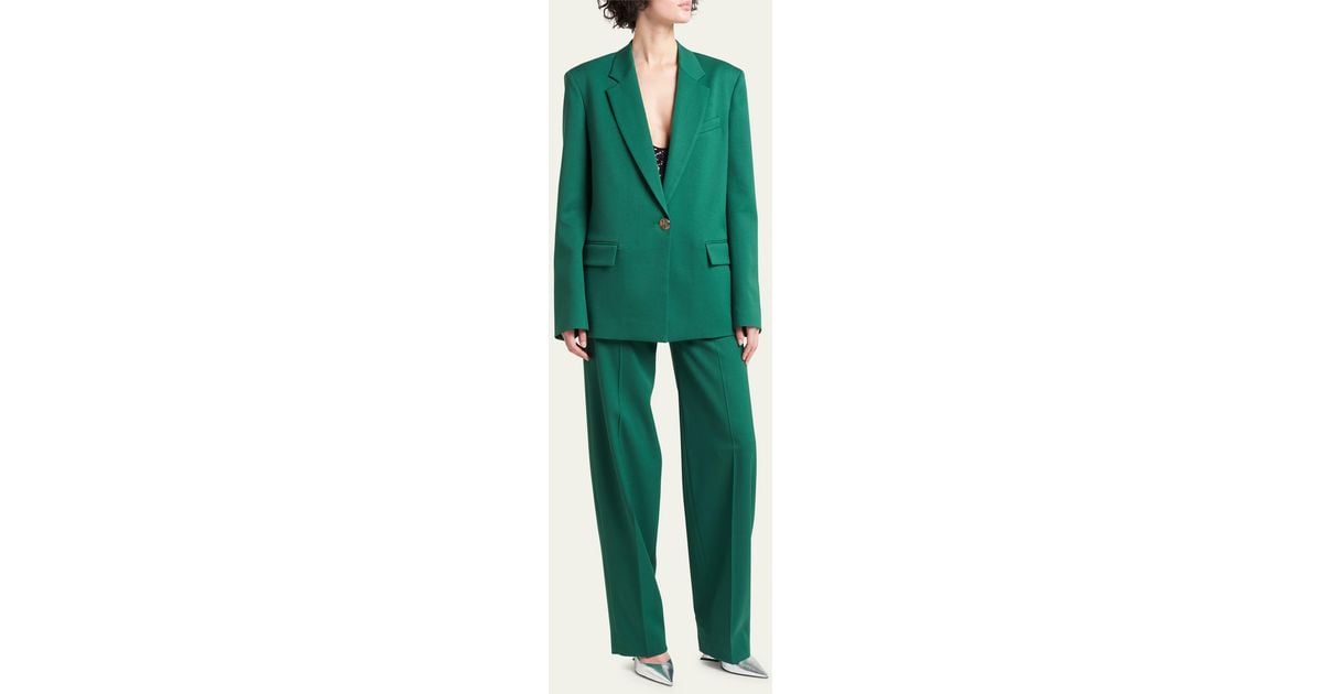 The Attico Bianca Masculine Wool Blazer in Green | Lyst