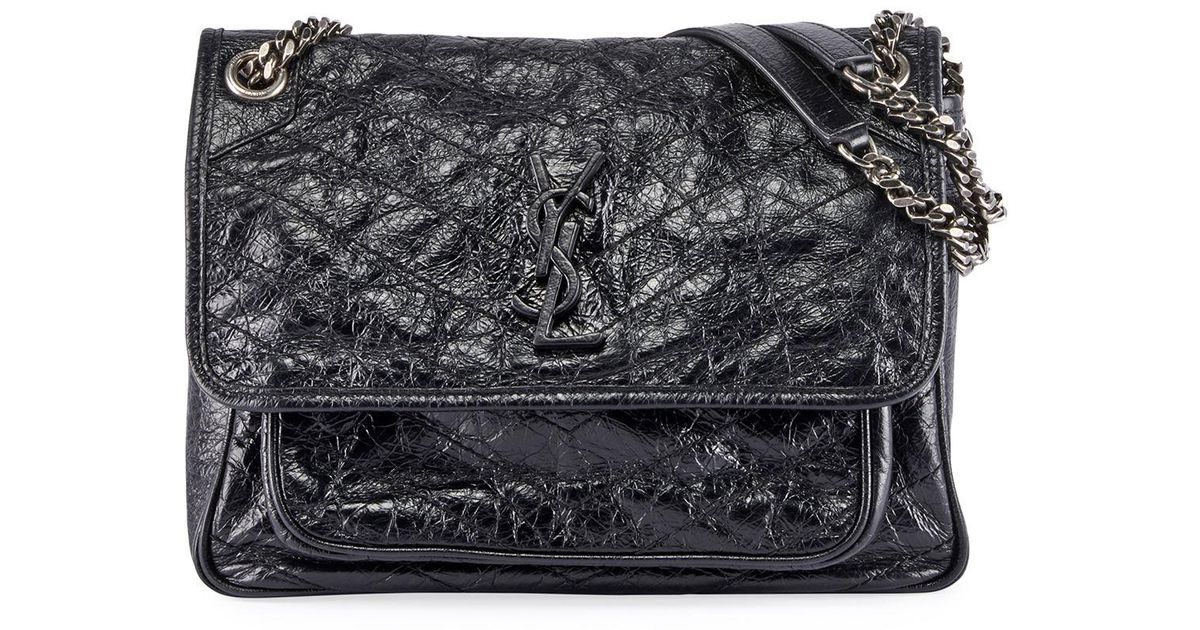 niki medium monogram ysl shiny waxy quilted shoulder bag