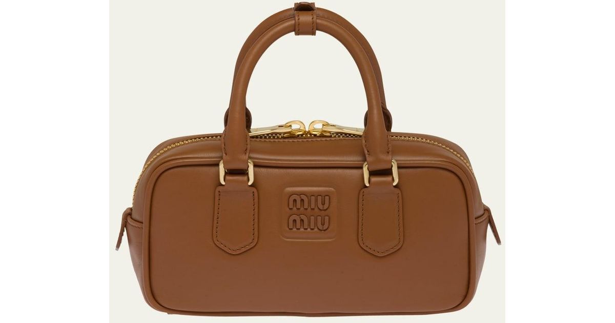 Miu Miu Padded Leather Tophandle Bag in Brown Lyst