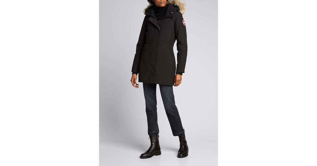 Canada Goose Victoria Fur-hood Parka Jacket in Black | Lyst