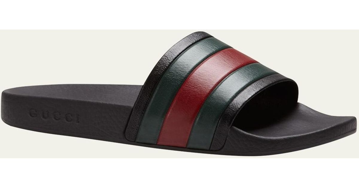 Gucci Pursuit Web Slide Sandals in White for Men Lyst