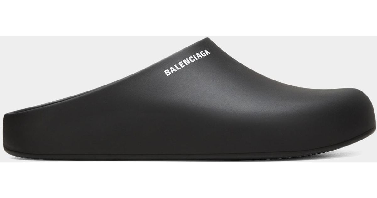 Balenciaga Logo Clog Pool Slides in Black for Men Lyst