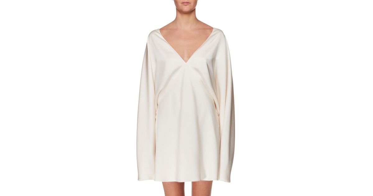 white long sleeve silk dress