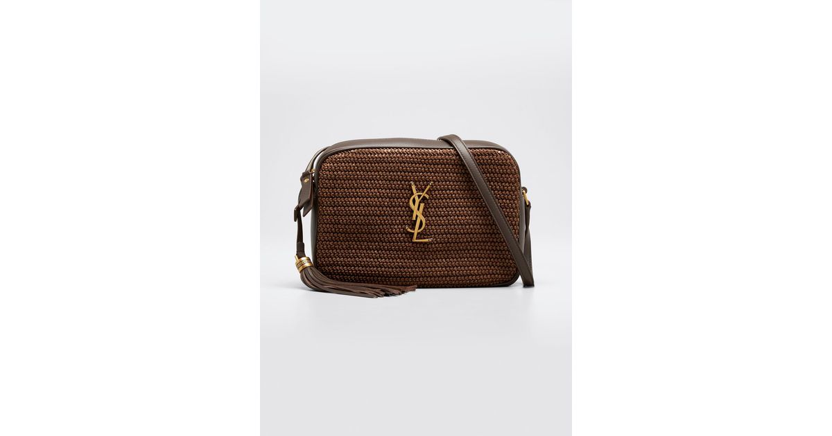 Saint Laurent Lou Medium Ysl Monogram Raffia Camera Bag in Brown Lyst