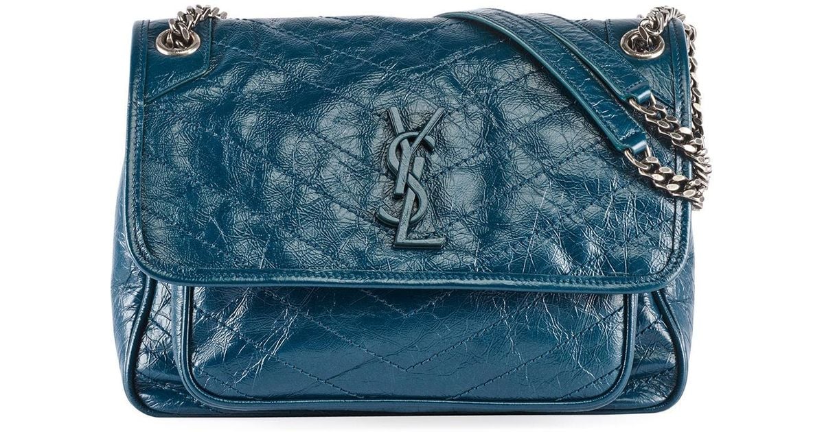niki medium monogram ysl shiny waxy quilted shoulder bag