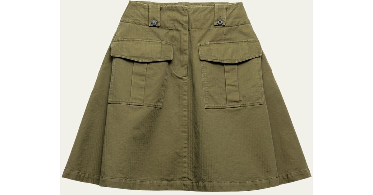 スカート PRADA FW25 Army green cotton skirt (P124WSOOO162G F0161) Military Green Cotton skirt with cargo pockets | PRADA