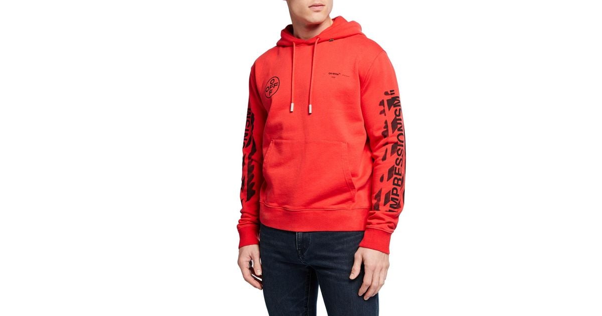 Off-White c/o Virgil Abloh Red Slim Stencil Hoodie for Men