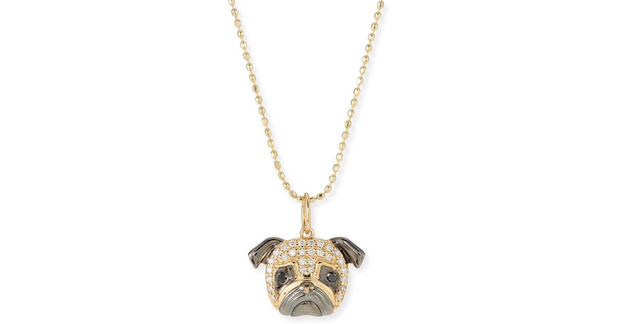 gold pug necklace