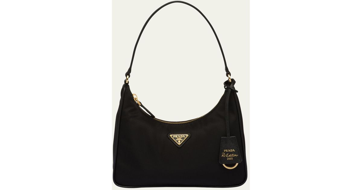 Prada Reedition 2005 Nylon Pouch Shoulder Bag in Black Lyst
