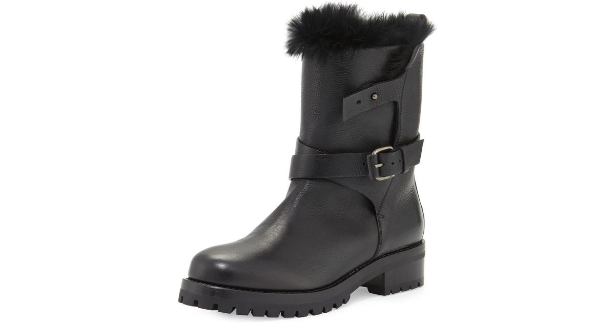 fur lined moto boots