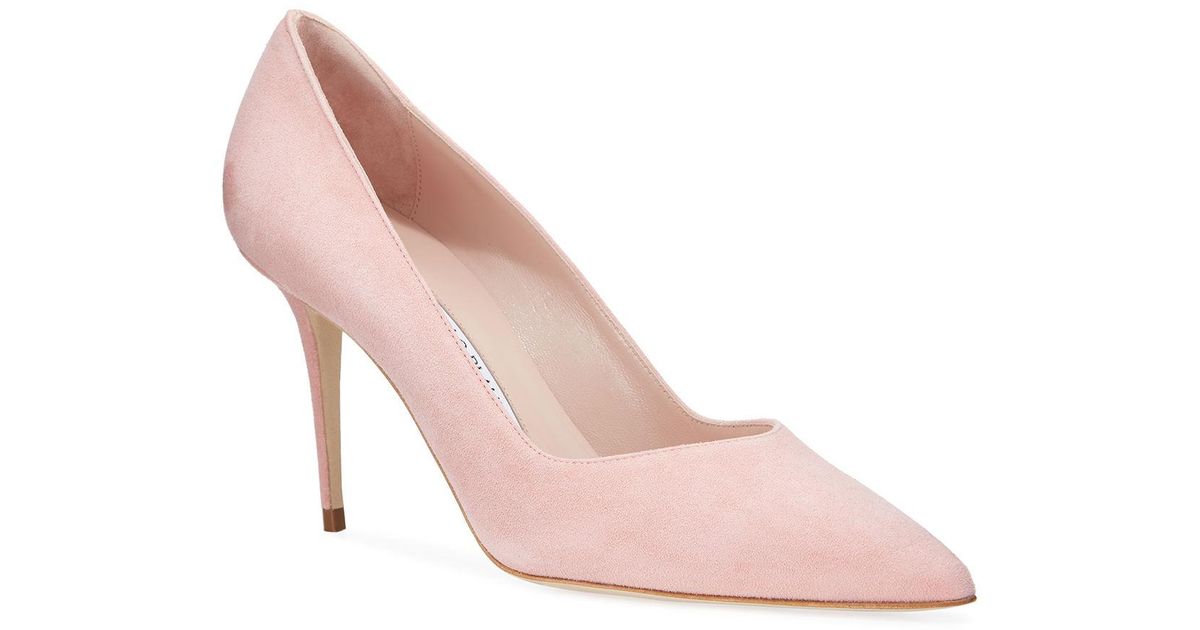 light pink suede pumps