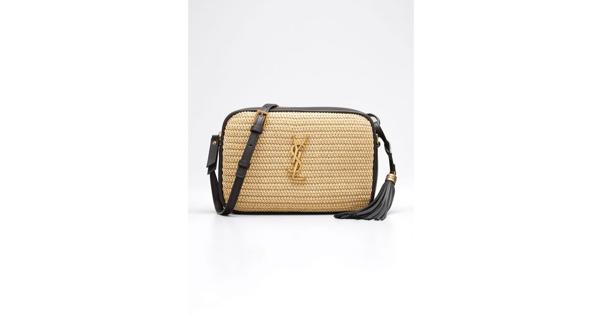 Saint Laurent Lou Medium Ysl Monogram Raffia Camera Bag in Natural Lyst