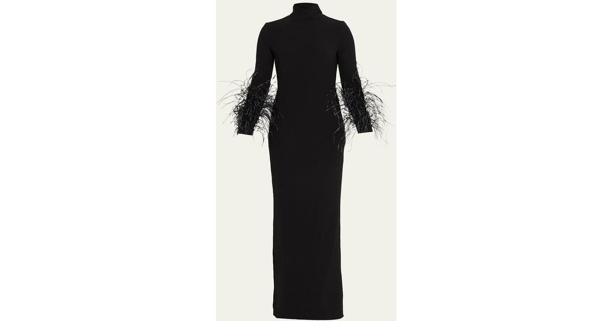 ariana grande lipsy black dress 16arlington Hodi Devoré Long Sleeve Feather Trim Mini Dress main image 0