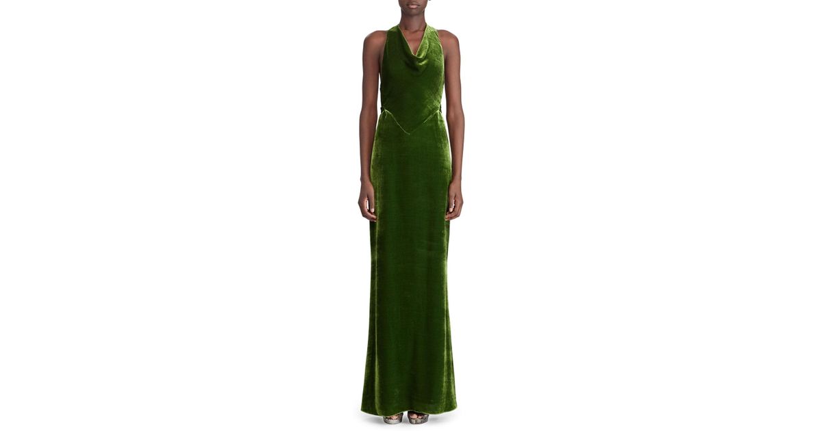 ralph lauren green velvet gown