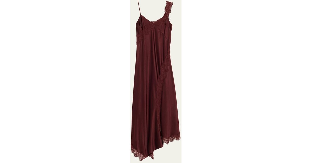 Veronica Beard Vernon Lace-Trim Satin Slip Dress in Red | Lyst Veronica Beard Vernon Lace-Trim Satin Slip Dress in Red | Lyst