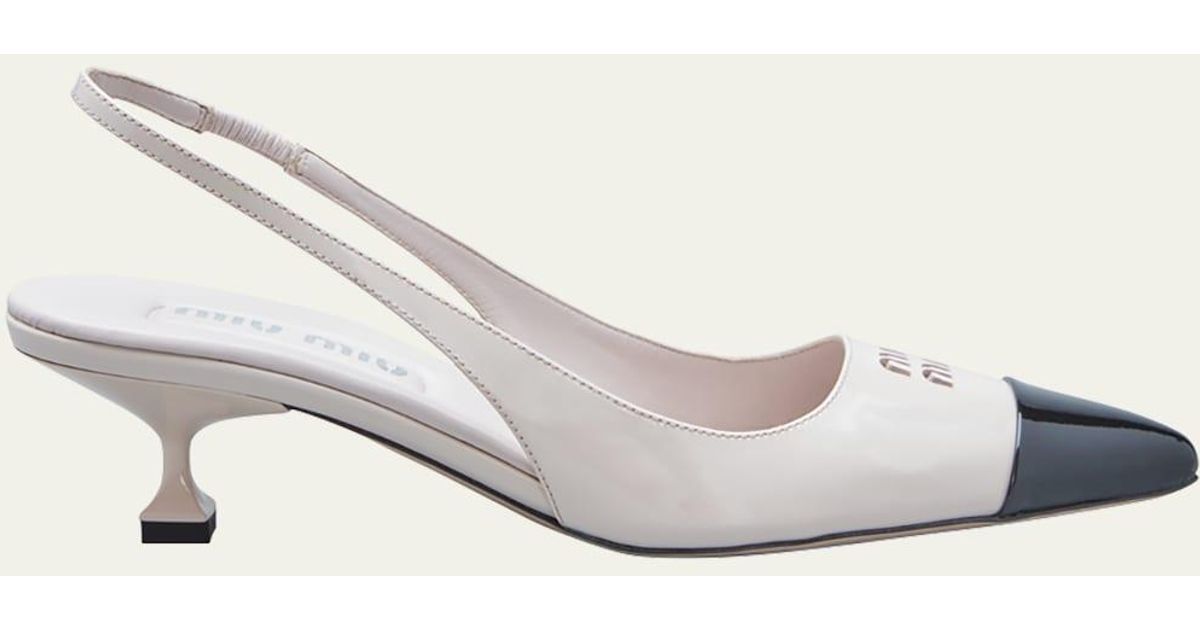 miu miu patent leather slingback pumps