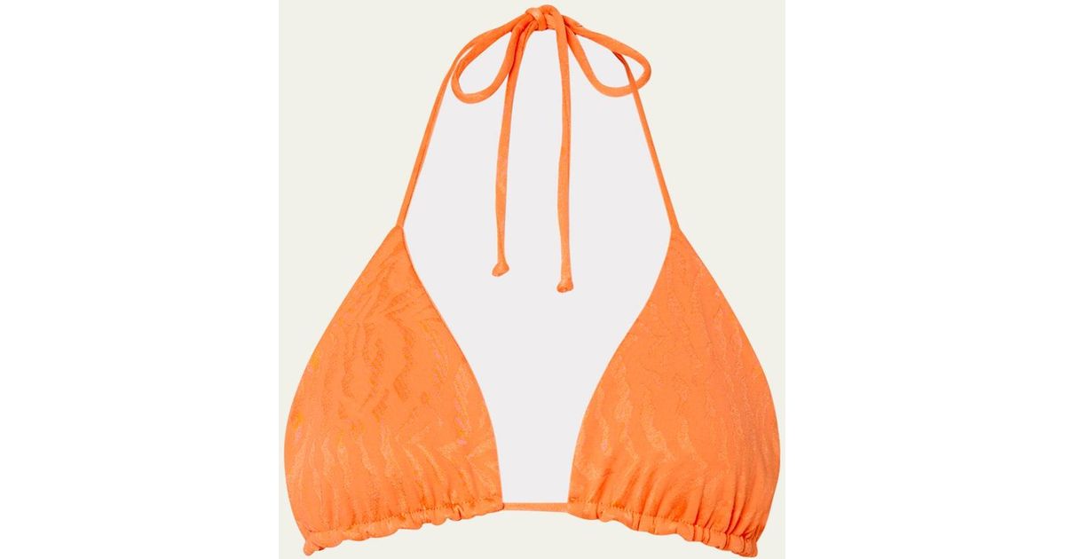 Milly Cabana Ojal Tiger Jacquard Triangle Bikini Top in Orange | Lyst