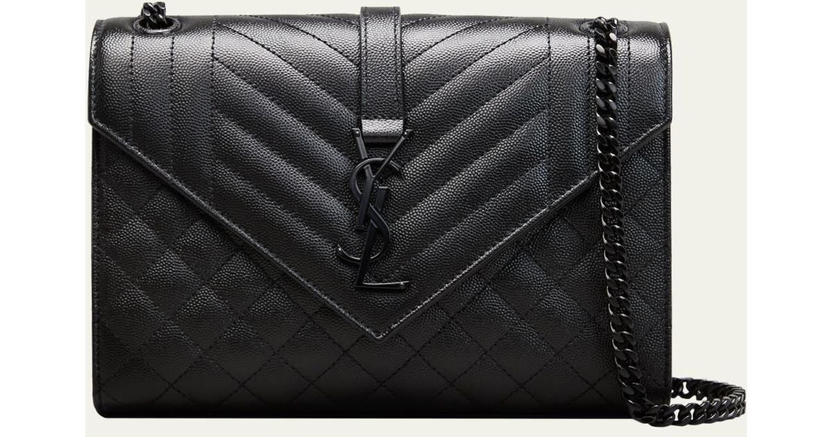 Saint Laurent Medium Ysl Envelope Chain Shoulder Bag in Black