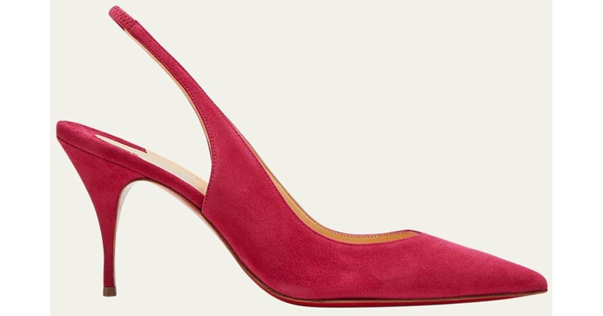 Christian Louboutin Clara Suede Red Sole Slingback Pumps in Pink Lyst