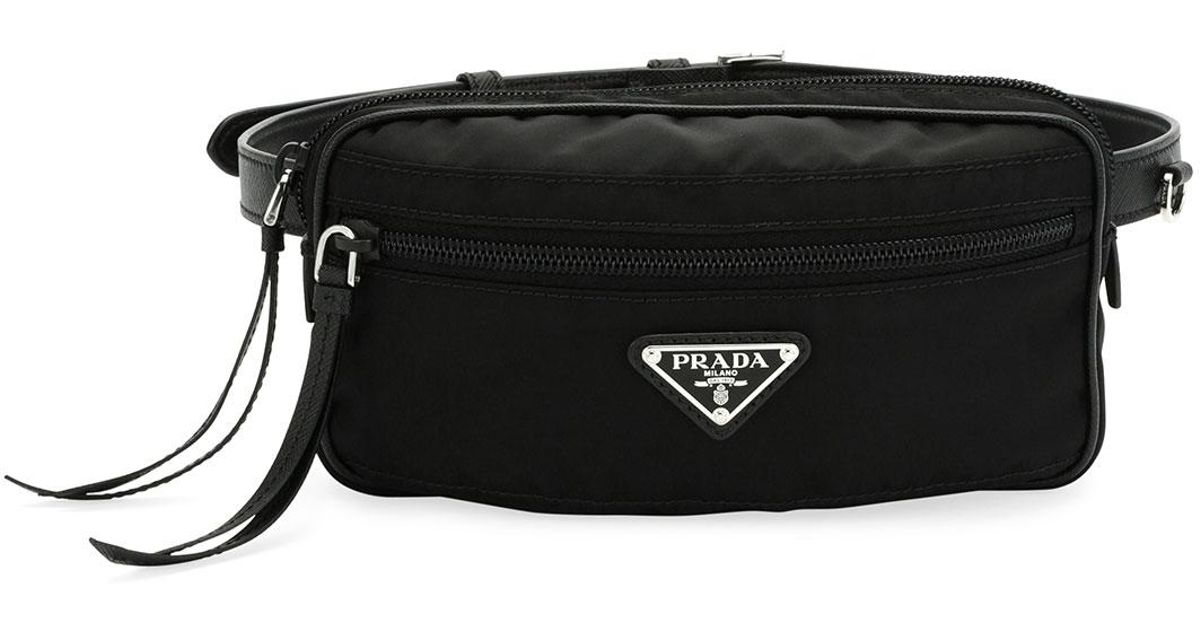 Lyst Prada Nylon Belt Bag In Black