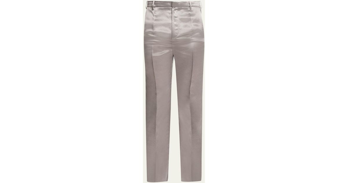 Loewe Satin Straight-leg Pants in White for Men | Lyst